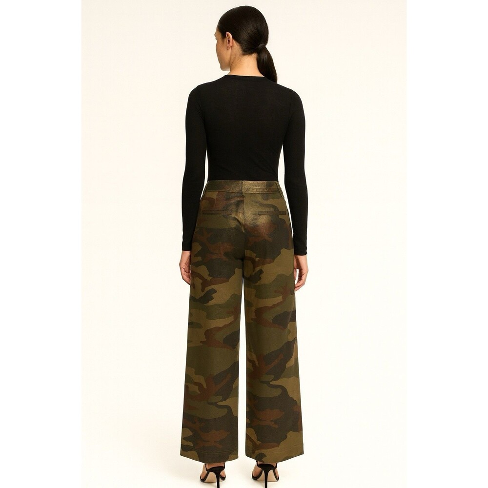 The Noli Shop Camouflage Cargo Pants Size 10 Wide Leg Subtle Sheen Luster NWT - Picture 3 of 10